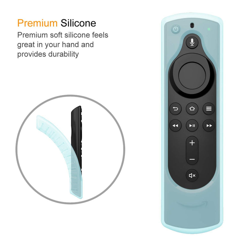 CaseBot Remote Case for Fire TV Stick (2nd and Later) / Fire TV Stick Lite/Fire TV Stick 4K / Fire TV Cube - Anti-Slip Silicone Cover for Alexa Voice Remote (2nd Gen and 3rd Gen), Blue-Glow Blue Glow in the Dark