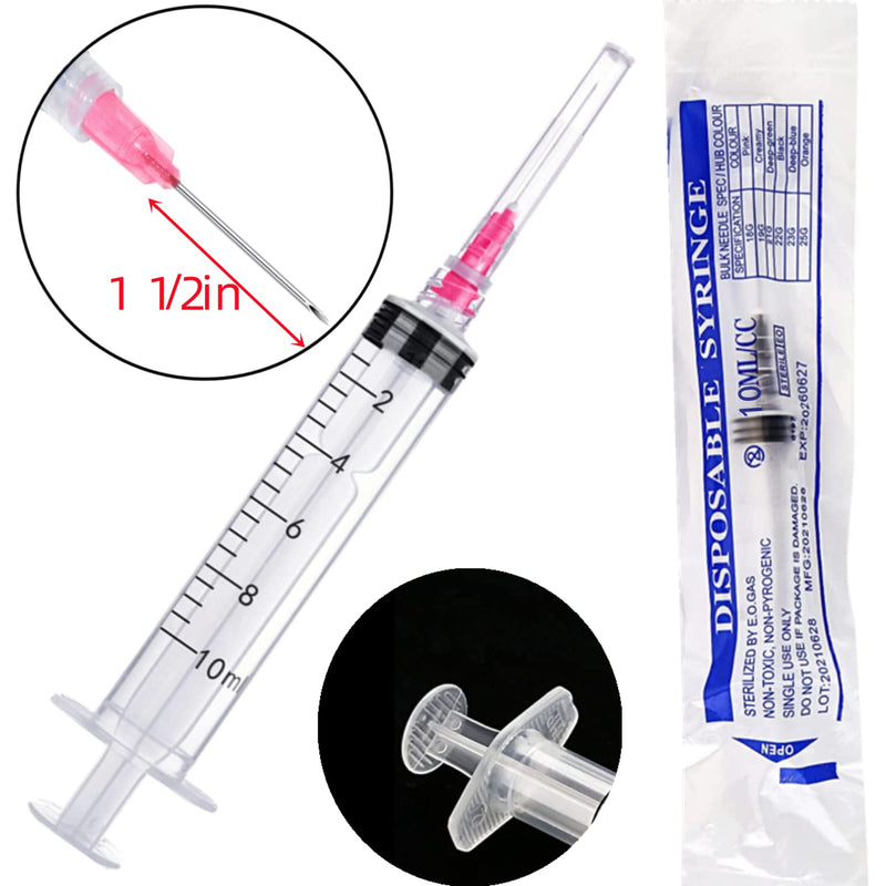 15Pack 10ml 10cc Plastic Measurement Syringes and 18Ga for Scientific Labs, Industrial Adhesives, Pet and Animal Injector, Individually Package