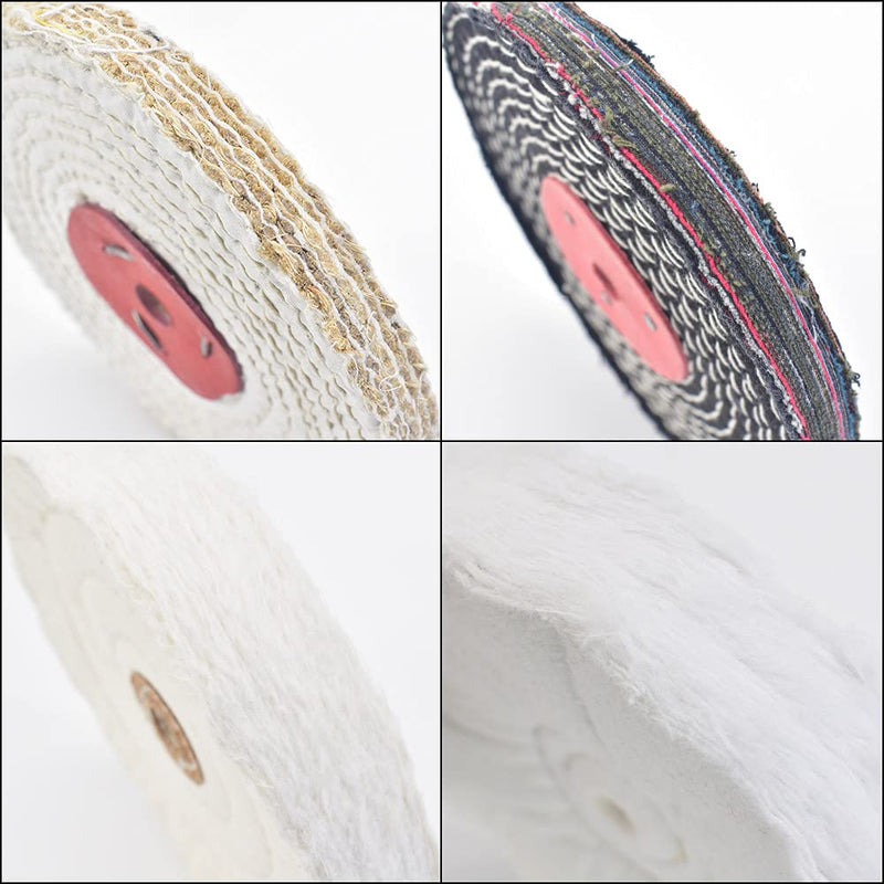 QZATACAEN 150mm polishing wheel suitable for polishing grinders with 12.7mm (soft and fine) and 12.7mm (medium and coarse) mandrel hole - 4 pieces...