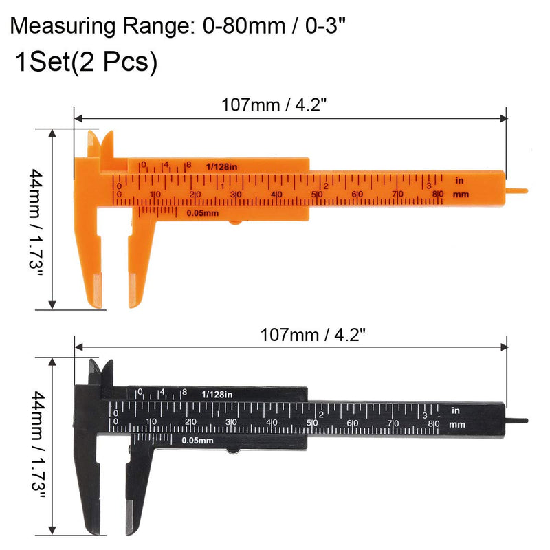 uxcell Vernier Caliper 80mm 3 Inch Metric Mini Double Scale Plastic Ruler Measuring Tool 1Set