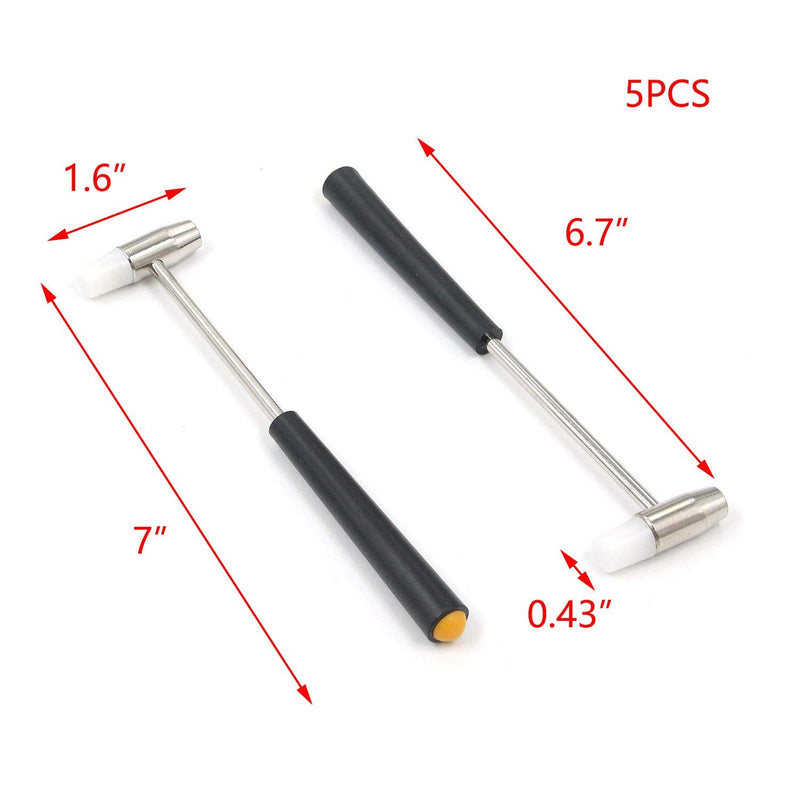 T Tulead Mini Hammer Multifunctional Hammers 7-Inch Watch Tools for Watchmaker,Jeweler Pack of 5
