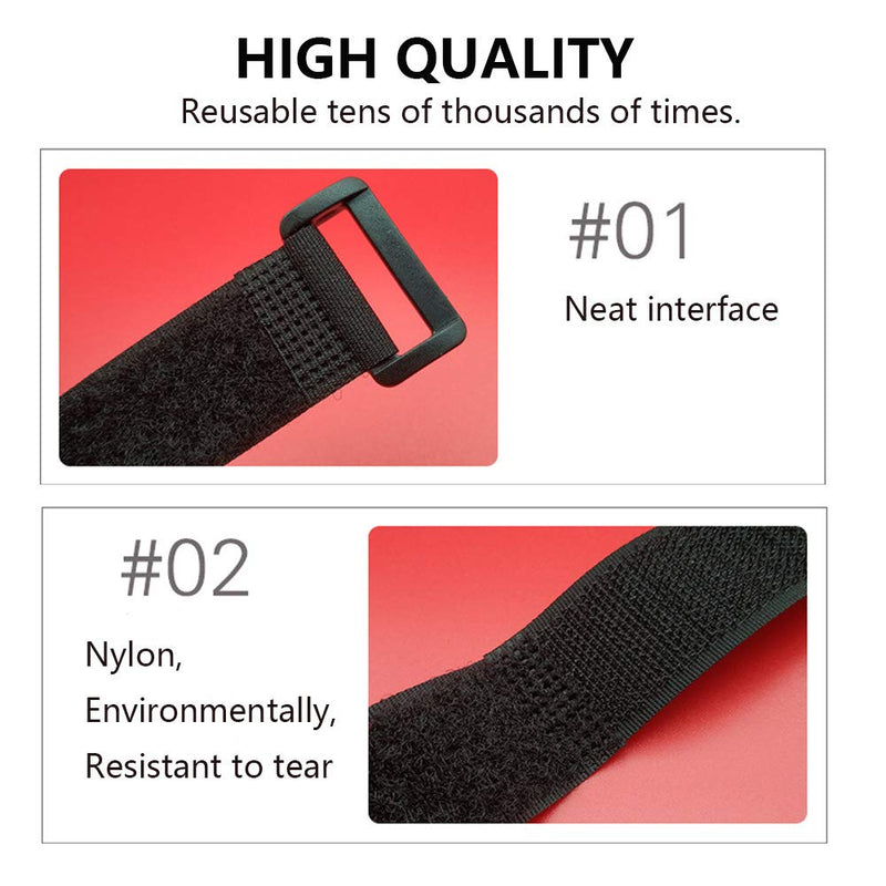 [16 Pack] Cable Straps 12 inch, Reusable Fastening Cable Ties Set, Adjustable Multipurpose Hook and Loop Securing Cinch Straps for Cord Management (1 inch Wide) by Tangser 1'' x 12 '' - 16 pcs