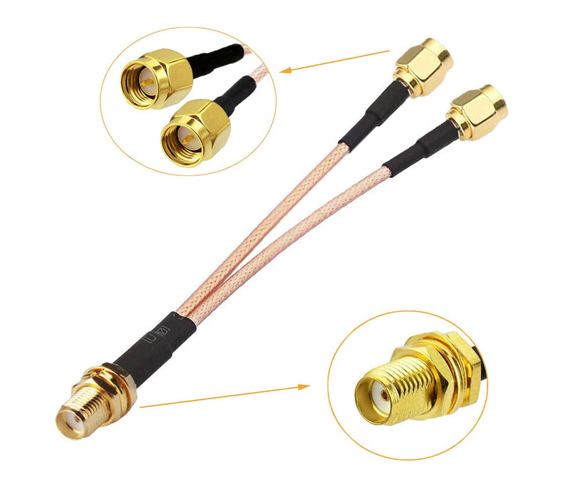 RedYutou SMA Female to Dual SMA Male Cable plitter Combiner SMA Connector 6-inch (15cm) +2pcs SMA Female to TS9 Male Adapter (not Applicable to TV) SMA F to Dual SMA M/TS9 Adapter