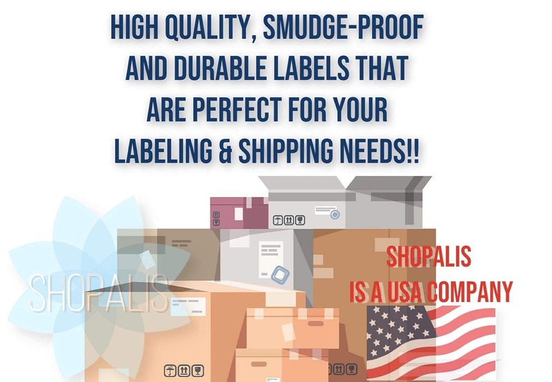 SHOPALIS 1/2 Sheet 100 Shipping Labels | Self Adhesive, Square Corner | Laser & Inkjet Printers, 8.5 x 5.5 Inches, White, Pack of 50 Labels | 25 Sheets