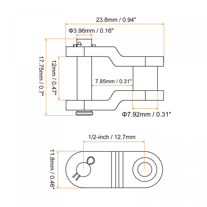 uxcell 8Pcs #40 Chain Offset Half Link Roller, 1/2" Pitch Carbon Steel, Standard Chain End Connector Split Links for 08A Chain