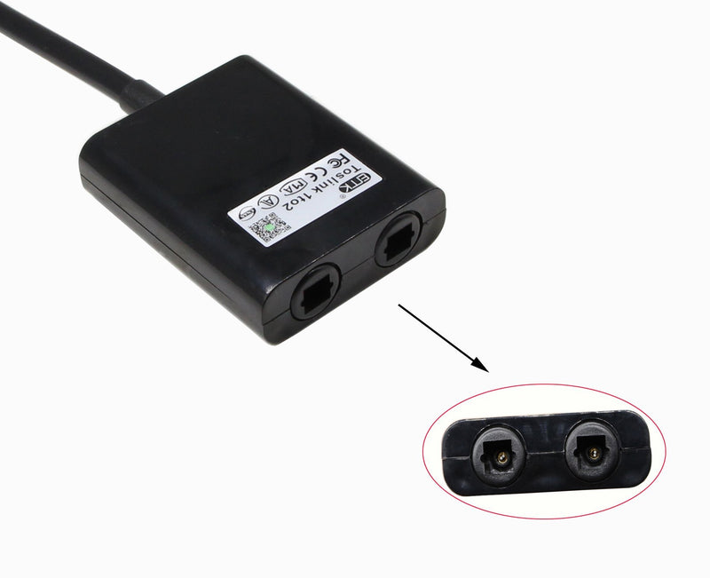 QiCheng&LYS Toslink Digital Optical Splitter 2 Select 1 Audio Adapter Cable-Black(Adapter)