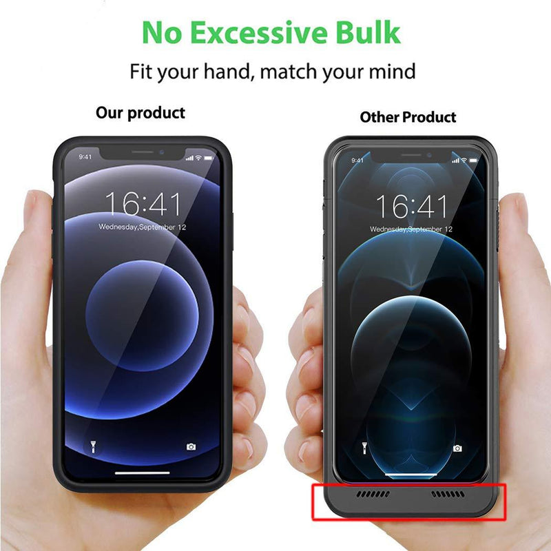 Battery Case iPhone 12 Pro Max, 7000mAh Slim Portable Rechargeable Battery Pack Charging Case Compatible with iPhone 12 Pro Max (6.7 inch) Extended Battery Charger Case (Black) Black