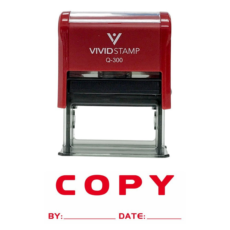 Copy by Date Self Inking Rubber Stamp (Red Ink) Large 3/4" x 1-7/8" Large Red