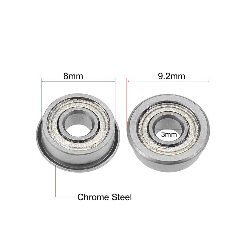uxcell MF83ZZ Flange Ball Bearing 3x8x3mm Shielded Chrome Bearings 5pcs