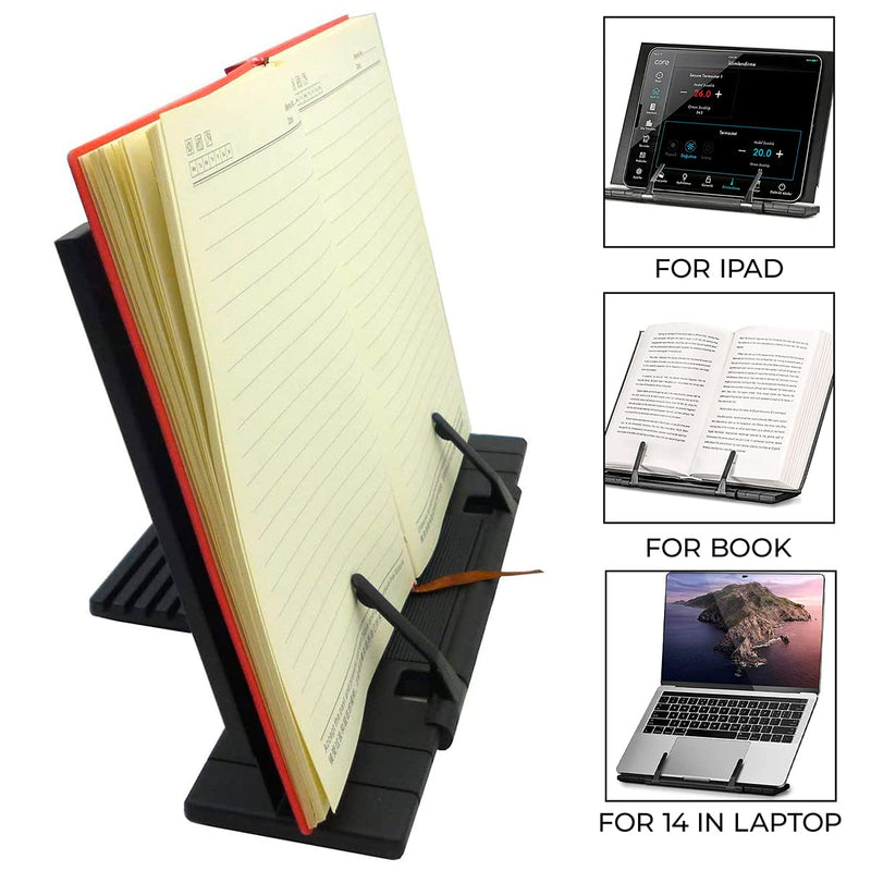 GREENTER G Portable Steel Book Stand Reading Desk Holder Tilt Adjustment Xmas Gift (With LOGO)