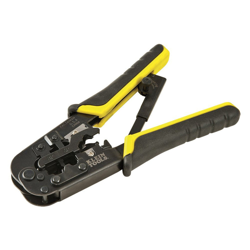 Klein Tools VDV226-011-SEN Crimper, All-in-One Ratcheting Modular Data Cable Crimper / Wire Stripper / Wire Cutter, for RJ45, CAT5e, CAT6, CAT6A Crimper, Data Ratcheting RJ45
