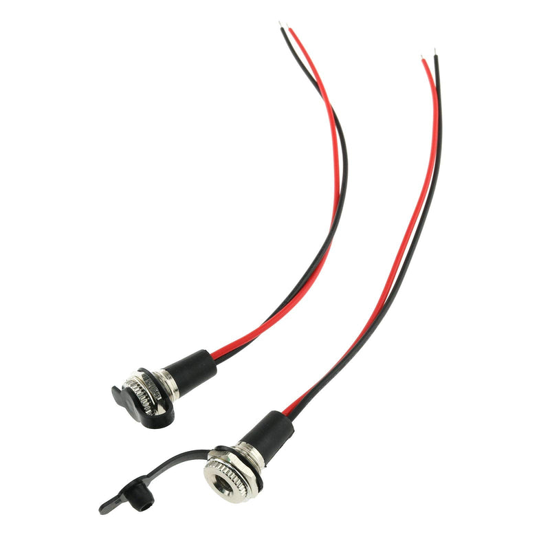 E-outstanding 5.5x2.5mm Female DC Power Jack 5PCS DC-099A DC Female Panel Mount Charging Wire Threaded Socket Connector with Dustproof Plug IP67 68 Water-Proof Large Current Power Adapter