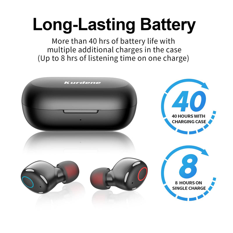 Wireless Earbuds,Kurdene S8 Pro Bluetooth 5.2 Earbuds 48H Playtime Fast Charging AI-Enhanced Call Noise Cancelling Deep Bass Earphones Microphone Waterproof Light-Weight in-Ear Headphones for Work Small BLACK