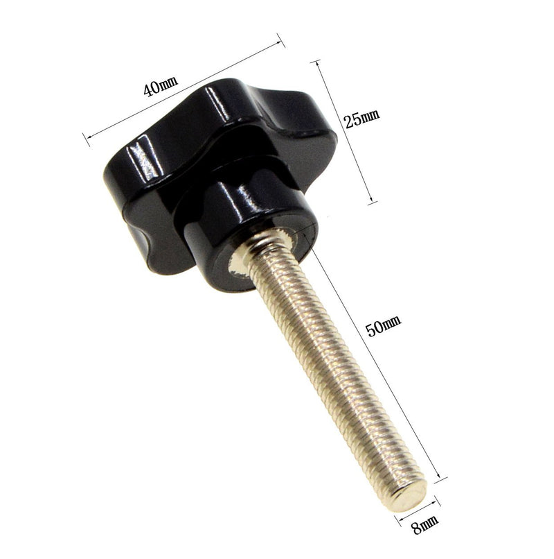 YXQ M8x50 Hand Star Knobs Thread Stud Tightening Screws Clamping Grip Five Arm Replacement Black Plastic, 40mm Dia (5Pcs) M8 x 50(5Pcs)