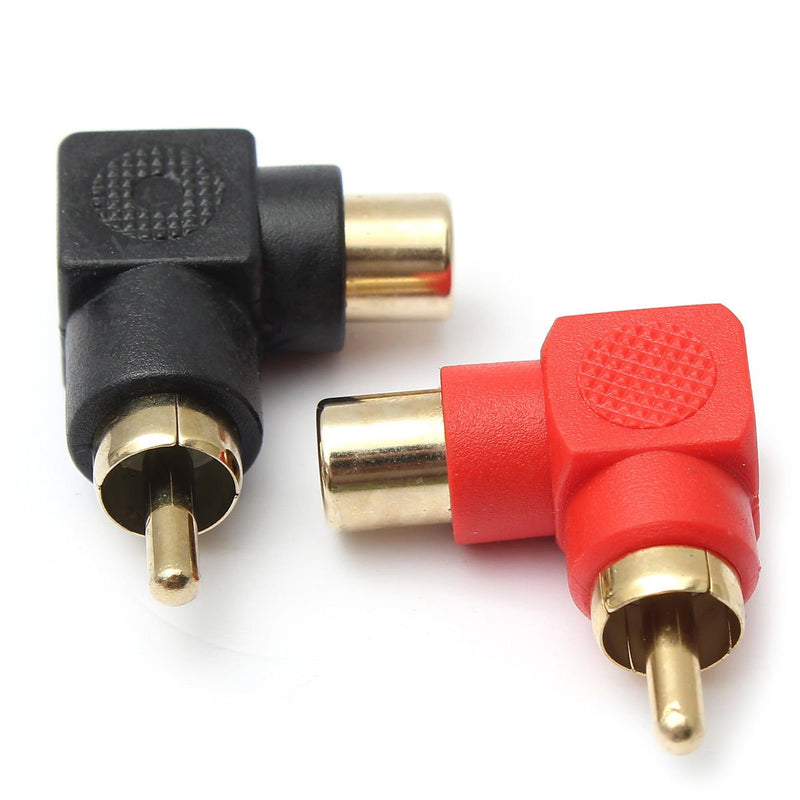 RCA Male to RCA Female Connectors Right Angle Plug Adapters M/F 90 Degree Elbow Gold-Plated (5 Black + 5 Red) (10-Pack) 10-Pack