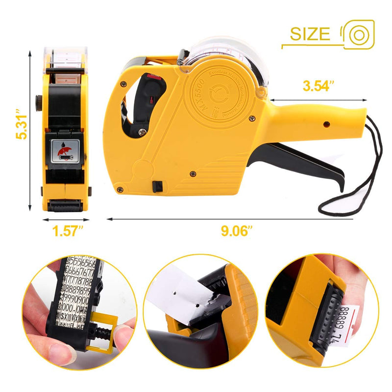 ASIBT MX5500 EOS Yellow 8 Digits Pricing Gun Kit with 7,000 Labels & Spare Ink