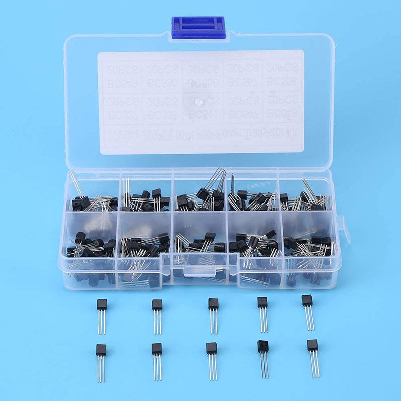 200pcs 10 Values NPN PNP Power General Purpose Transistors Assortment Kit TO-92 BC327-BC558 REUSABLE PACKAGING socialme-eu