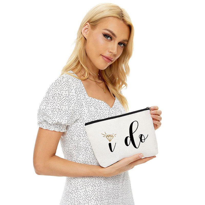 Engagement Gifts for Her,Bridal Shower Gifts-I Do-Bride Gifts,Makeup Bag Make Up Pouch Bride To Be Gift Wedding Vows(Makeup bag-I do)