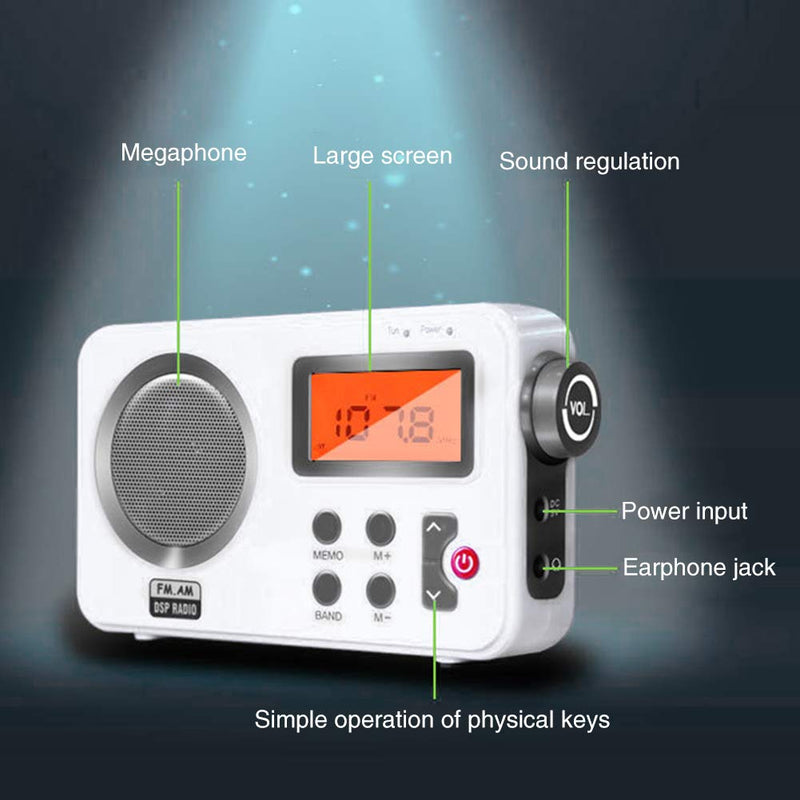 Shower Radio Speaker, AM/FM Radio with LCD Display,Portable Stereo Radio with Earphone Port for Home, Beach,Hot Tub, Bathroom, Outdoor 5.91x1.38x3.54 inch