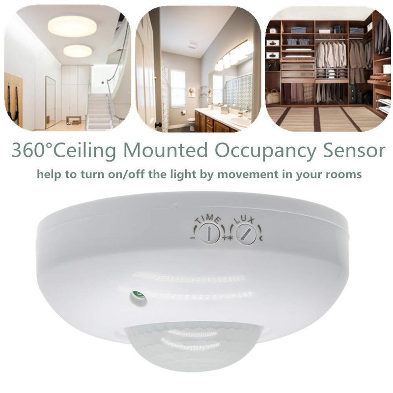 Sensky 360 Degree Ceiling Mount Occupancy Sensor, 110-240V PIR Motion Sensor Switch, High Sensitive Movement Detector Light Switch, Neutral Required(Max Detection Distance: 6 m)