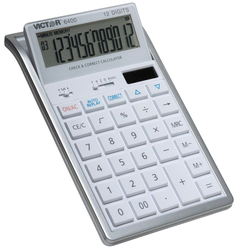 Victor 12-Digit Check and Correct Desk Calculator, White