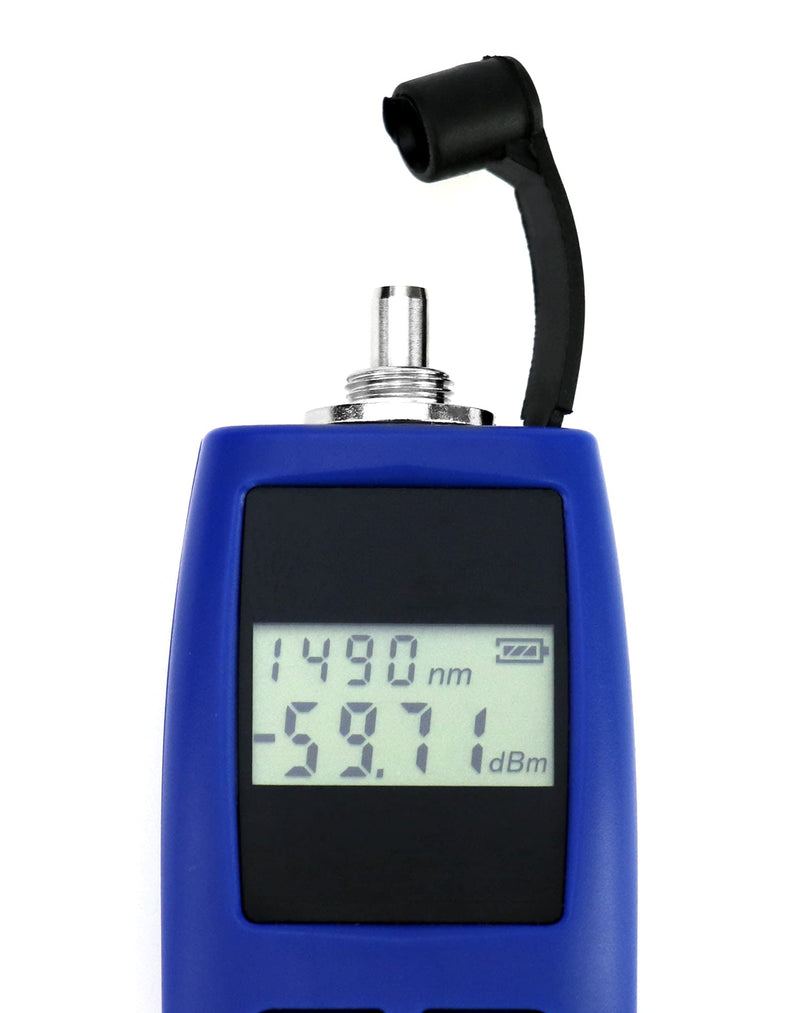QWORK Optical Power Meter, -70~+10 dBm Fiber Light Tester with 6 Calibration Wavelengths, Fiber Optical Cable Tester Checker Test Tool, with Universal 2.5mm Interface, Blue