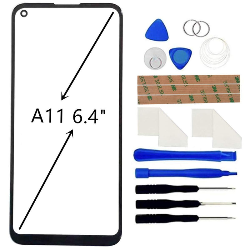 Front Screen Glass Outer Panel Lens Replacement +OCA Repair Tools Kit Compatible with Samsung Galaxy A11 A115 A115M A115U 6.4inch Black Adhesive