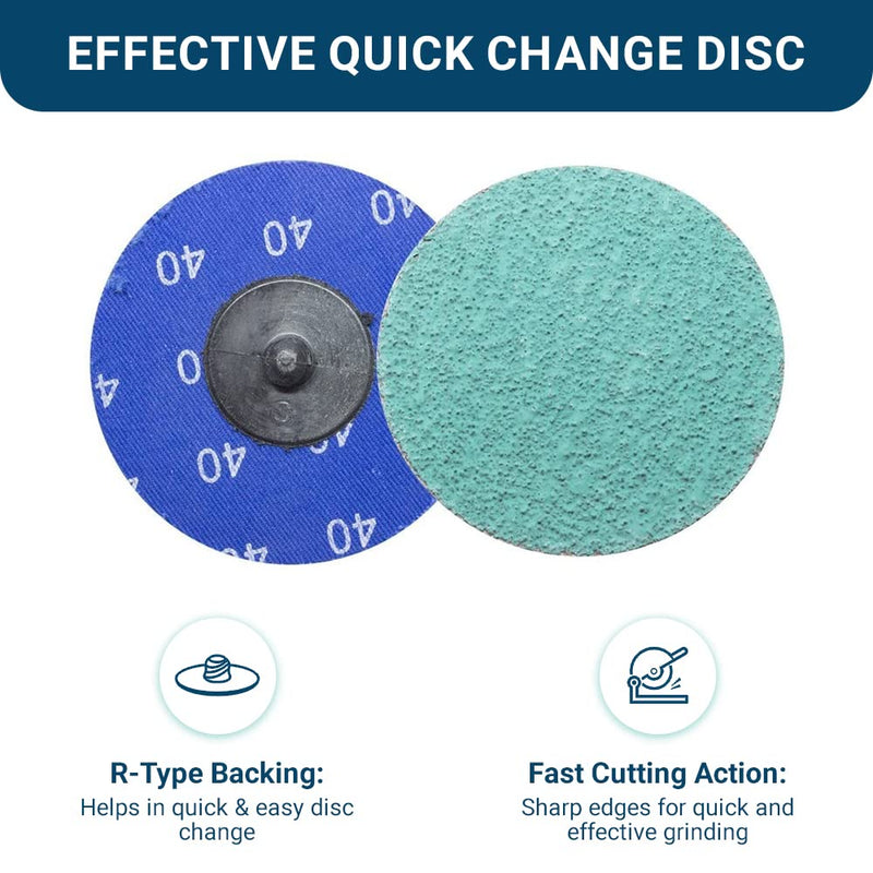 Benchmark Abrasives 3" Green Zirconia Quick Change Sanding Discs with a Male R-Type Backing Pad 36 Grit - 25 Pack