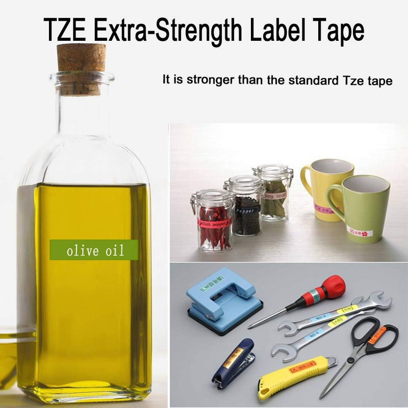 Absonic Compatible Extra Strength Label Tape Replacement for Tze-S641 Tz-S641 18mm 0.7'' Laminated Yellow Refills for Brother PT-D400 PT-D450 PTD600 PTE550W Label Maker, 3/4in x 26.2ft, 4-Pack