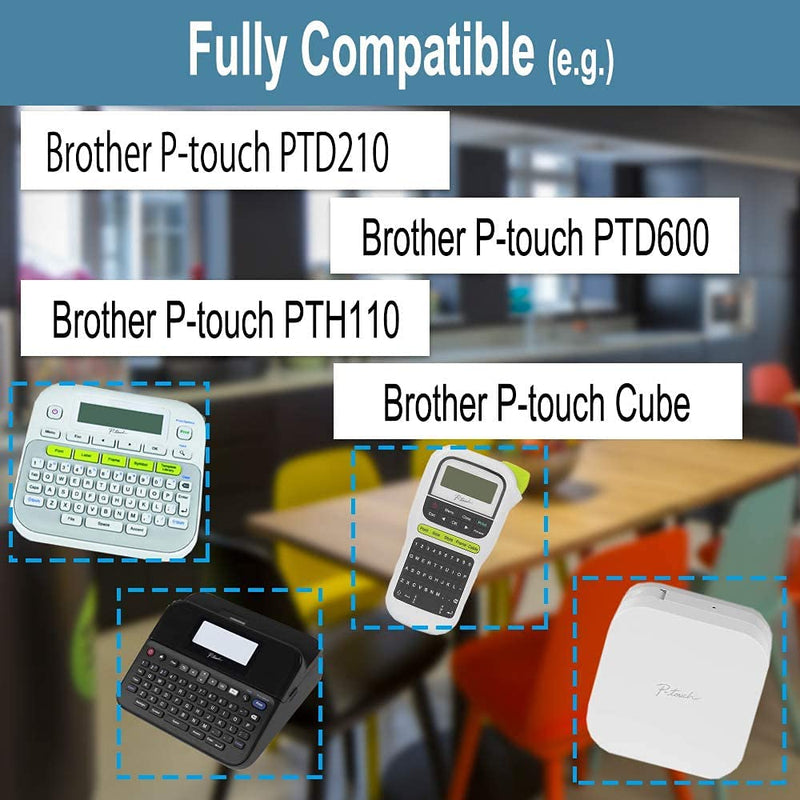 FlyLong Compatible Label Tape Replacement for Brother P Touch TZ TZe-231 TZe-131 TZe Tape 12mm 0.47 inch Laminated Black on White/Clear for Brother P-Touch PTD210 PTH110 PTD400AD Label Makers, 2-Pack