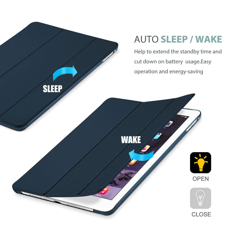 ProCase Smart Case for iPad Air 2 (2014 Release), Ultra Slim Lightweight Stand Protective Case Shell with Translucent Frosted Back Cover for Apple iPad Air 2 (A1566 A1567) -Navy Navy