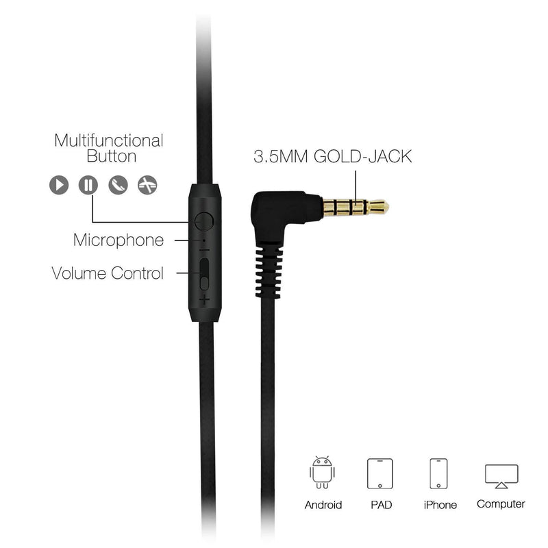 Rockpapa Comfort+ Adjustable Over Ear Headphones Earphones with Microphone in-line Volume for Adults Kids Childs Teens, Smartphones Laptop Tablet DVD MP3/4 in Car/Airplane Black Orange