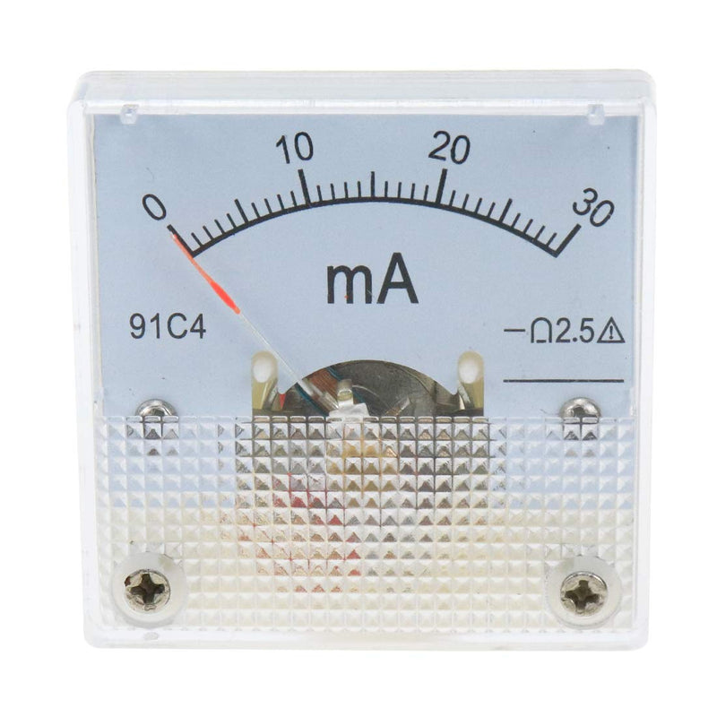 Bitray 0-30mA Analog Current Panel Meter 91C4-A DC Ammeter Amp Gauge Meter 2.5 Accuracy for Circuit Testing Ampere Tester Gauge, 2 PCS