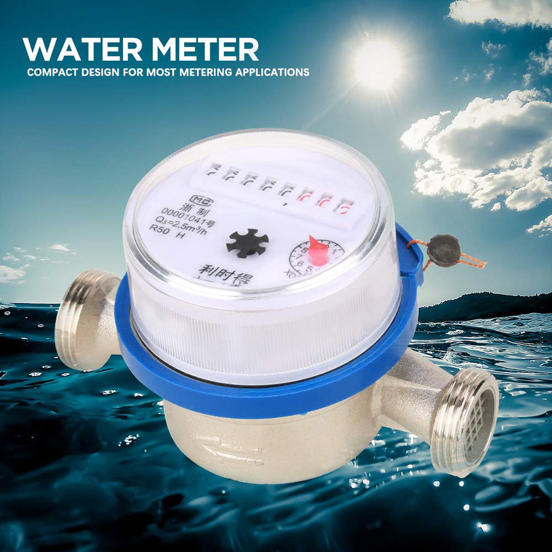 Water Fow Meter, Read of Cubic Cold Water Meter, Single Water Flow Meter, Dry Table Measuring Tools Suitable for Garden and Home