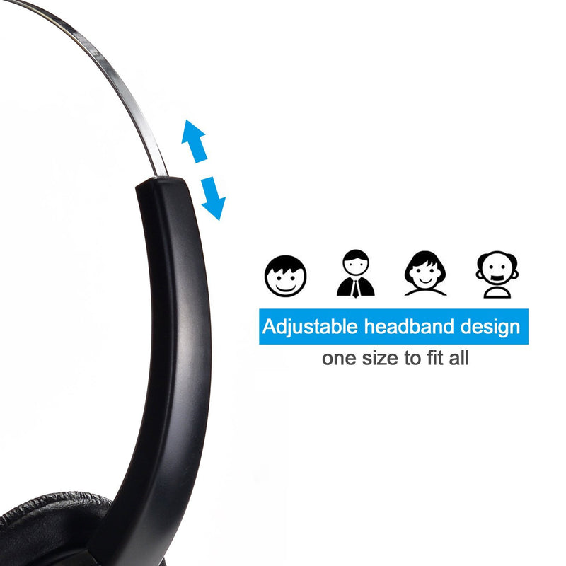 AGPtEK Hands-Free Call Center Noise Cancelling Corded Monaural Headset Headphone for Desk Telephone with 4-Pin RJ9 Crystal Head Headset Replacement