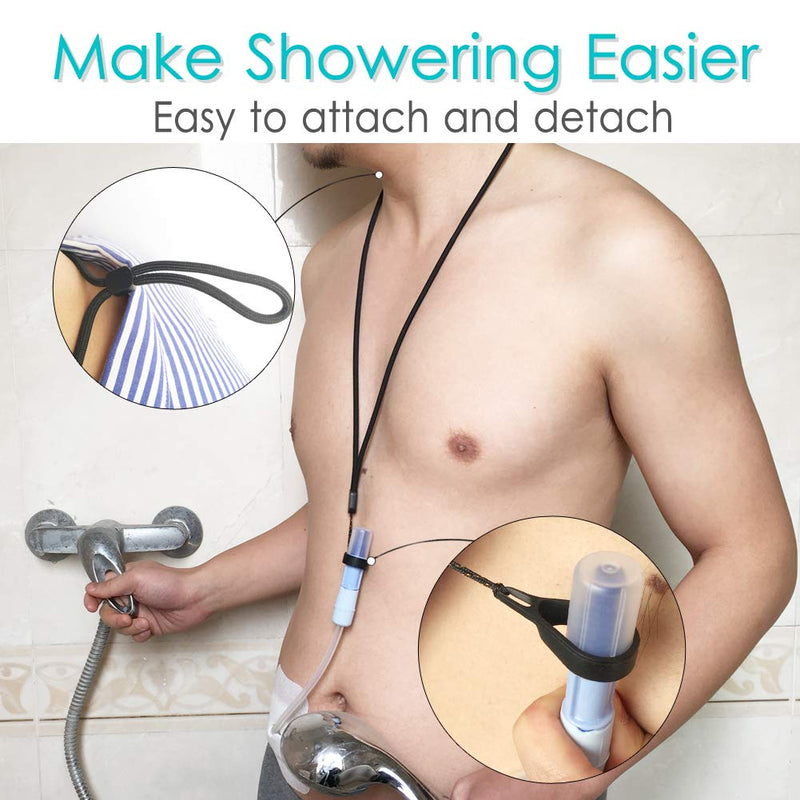 Peritoneal Dialysis Transfer Set Holder Adjustable Length Secure PD Accessories Durable (2PCS Lanyards + 4PCS Silicone Rings)