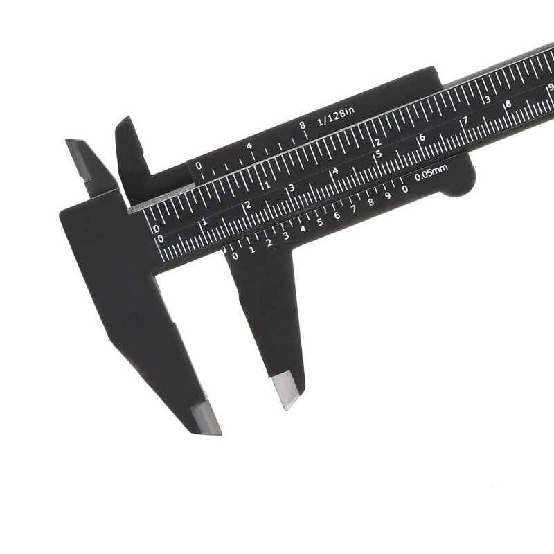 uxcell Vernier Caliper 150mm 6 Inch Metric Double Scale Plastic Ruler Measuring Tool Black 5Pcs