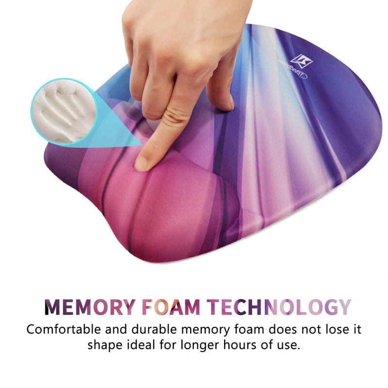 Ergonomic Mouse Pad, Memory Foam Mouse Pad with Wrist Rest Support, Gaming Mouse Pad with Lycra Cloth, Non-Slip PU Base Ergonomic Design for Laptop,Desktop Computer-MC Rainbow