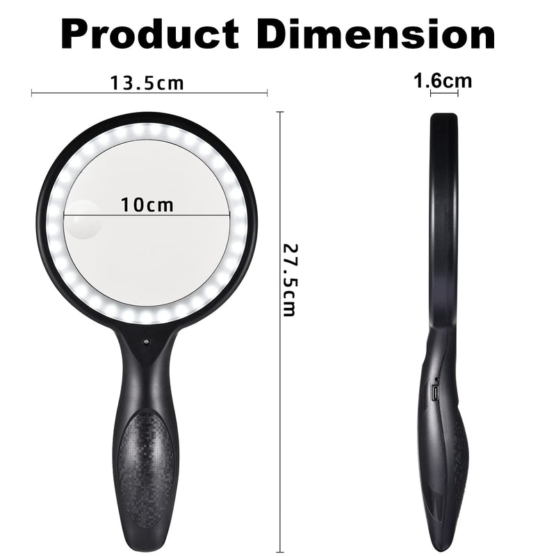 Magnifying Glass with Light, 30X Magnifying Glasses with Light for Close Work Magnifying Glass for Reading - 33 LED Large Magnifying Glass 30X Magnifying Glass with The Light Black