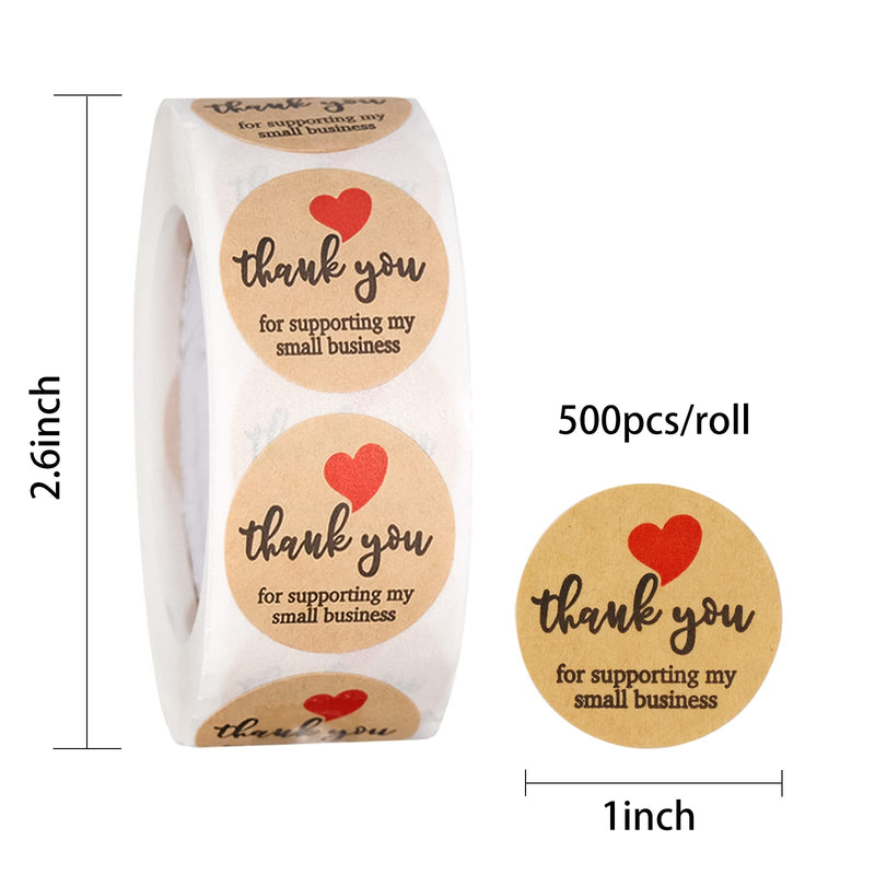 Thank You Stickers Small Business - 4 Rolls 2000 Pieces Thank You for Supporting My Small Business Stickers Labels for Envelopes, Bubble Mailers and Gift Bags Packaging , 1 Inch，500 Pieces Each Roll Pattern 1inch