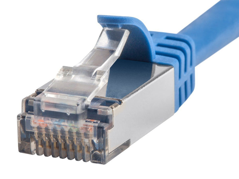 Monoprice Cat7 Ethernet Patch Cable - 5 Feet - Blue | Network Internet Cord - Flexboot RJ45 Stranded 600Mhz S/FTP CMX Pure Bare Copper Wire 26AWG - Entegrade Series 5ft