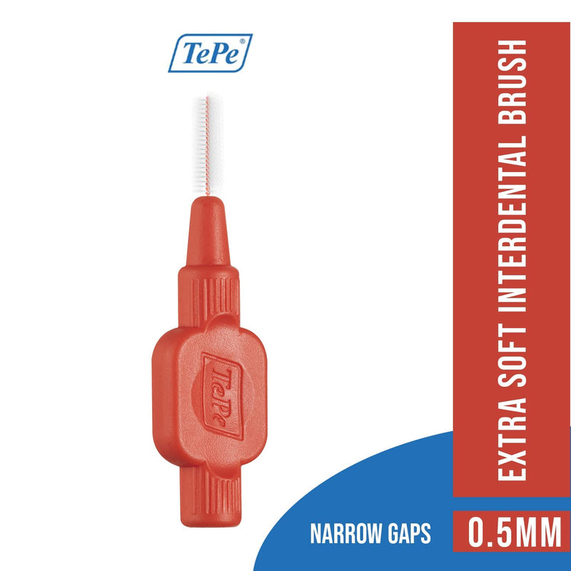 TEPE Extra Soft Interdental Brush Cleaners – Dental Brushes Between Teeth 8 Pk, Red 0.5mm