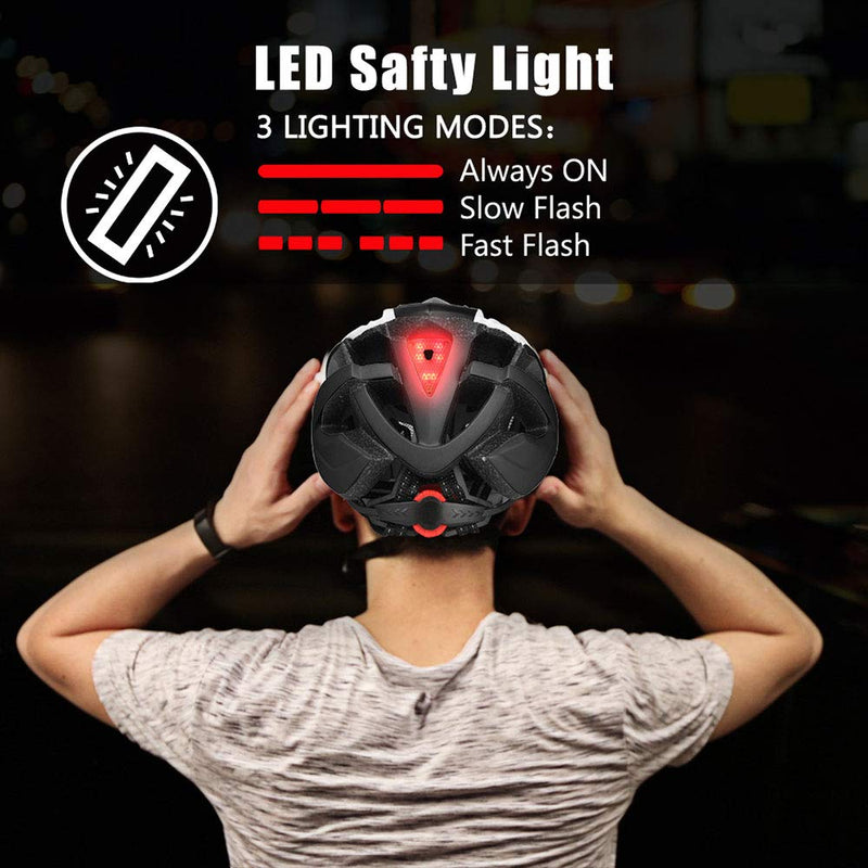 Bike Helmet, Basecamp Bicycle Helmet Cycling/Climbing Helmet with Detachable Magnetic Goggles Visor&Led Back Light&Portable Backpack Adjustable for Men Women Mountain Road Bc-069 Titanium