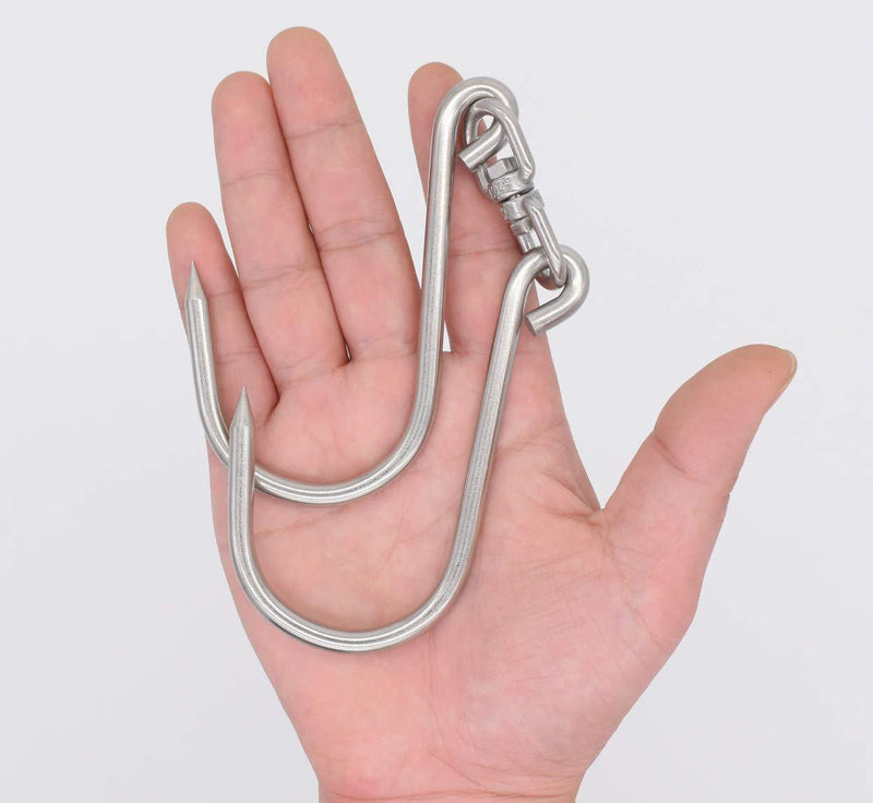 Alele 4pcs Swiveling Meat Hooks Heavy Duty Stainless Steel Processing Butcher Hooks Fish Hunting Carcass Hanging Hook Pack of 4 (10 inch 6mm Swiveling Meat Hook) 10 inch 6mm Swiveling Meat Hook