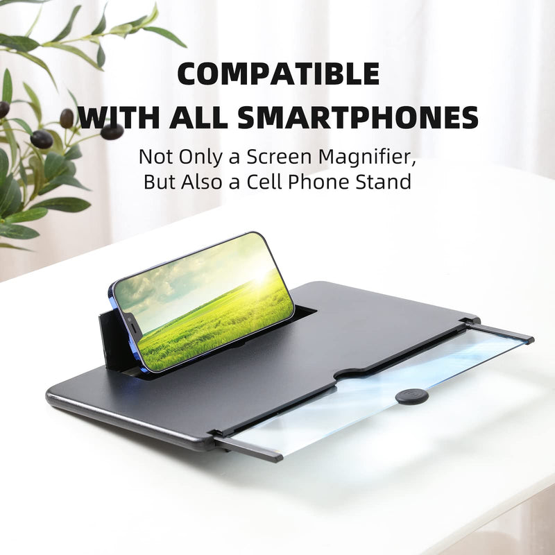 Screen Magnifier for Cell Phone, 14" Phone Magnifying Screen 2022 Upgraded HD 3D Phone Screen Amplifier Phone Stand with Screen Enlarger Compatible with All Smartphones for Movies Videos Gaming 14 Inch