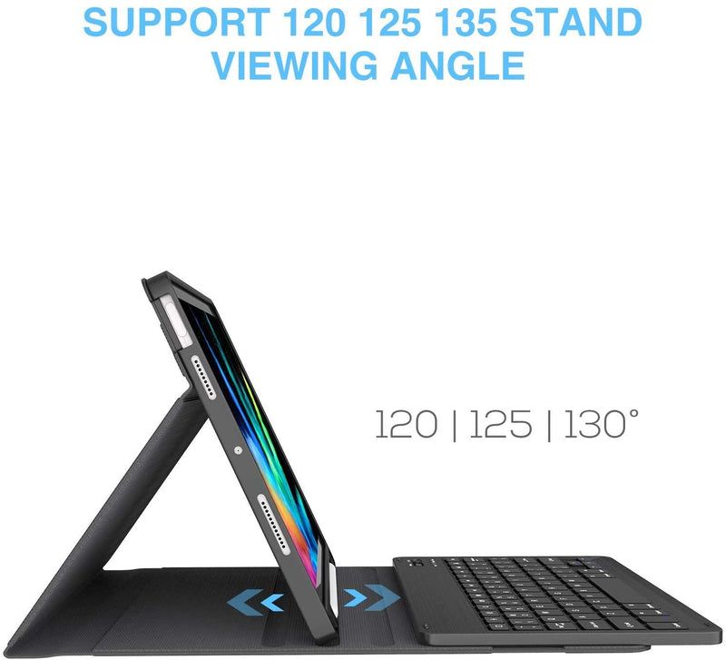 iPad Air 4th Generation Case with Keyboard, iPad Pro 11 Keyboard Case 2018 - Detachable Wireless Keyboard - Pencil Holder - Flip Stand Cover for iPad Pro 11 1st Gen/iPad Air 4 10.9 Inch 2020, Black Air 4 10.9"2020/11" 2018