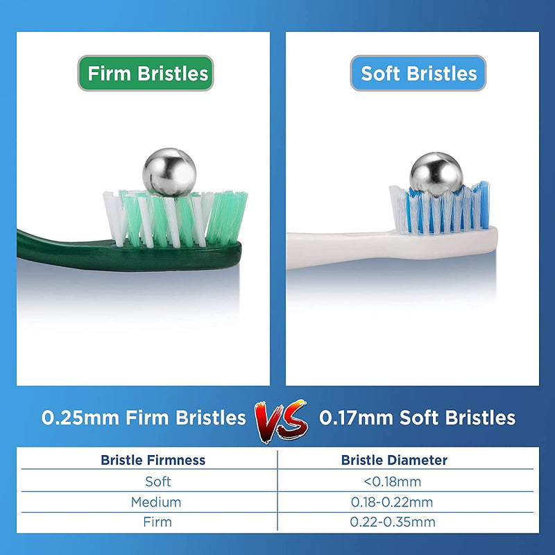 Fremouth Firm Toothbrushes for Adults, Cross Hard Bristles, 6 Count C6