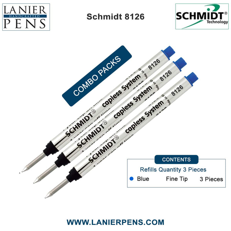 3 Pack - Schmidt 8126 Capless Rollerball - Blue Ink