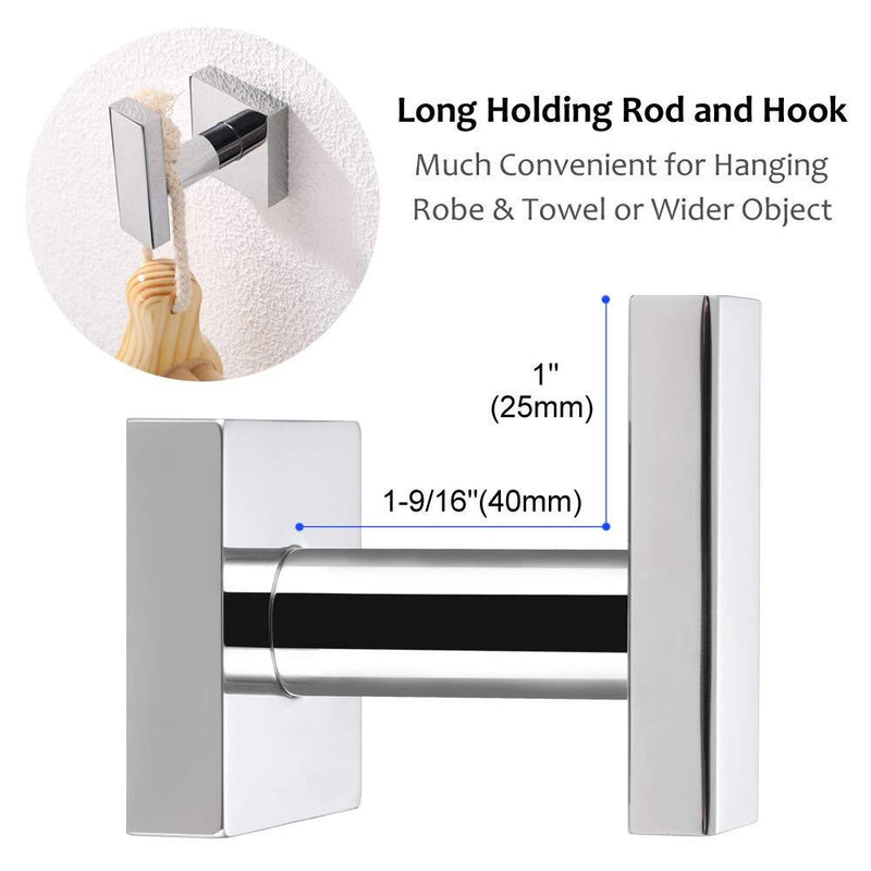 Bathroom Towel Hook, Angle Simple SUS304 Stainless Steel Bath Towel Holder, Heavy Duty Garage Wall Hook, Single Robe Coat Hook Polished Chrome