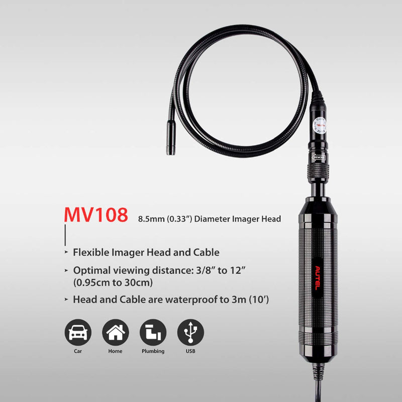 Autel MaxiVideo MV108 Inspection Camera, Video Scope for Autel MS906TS/MS906BT/MS908P, 8.5mm (0.33’’) Diameter